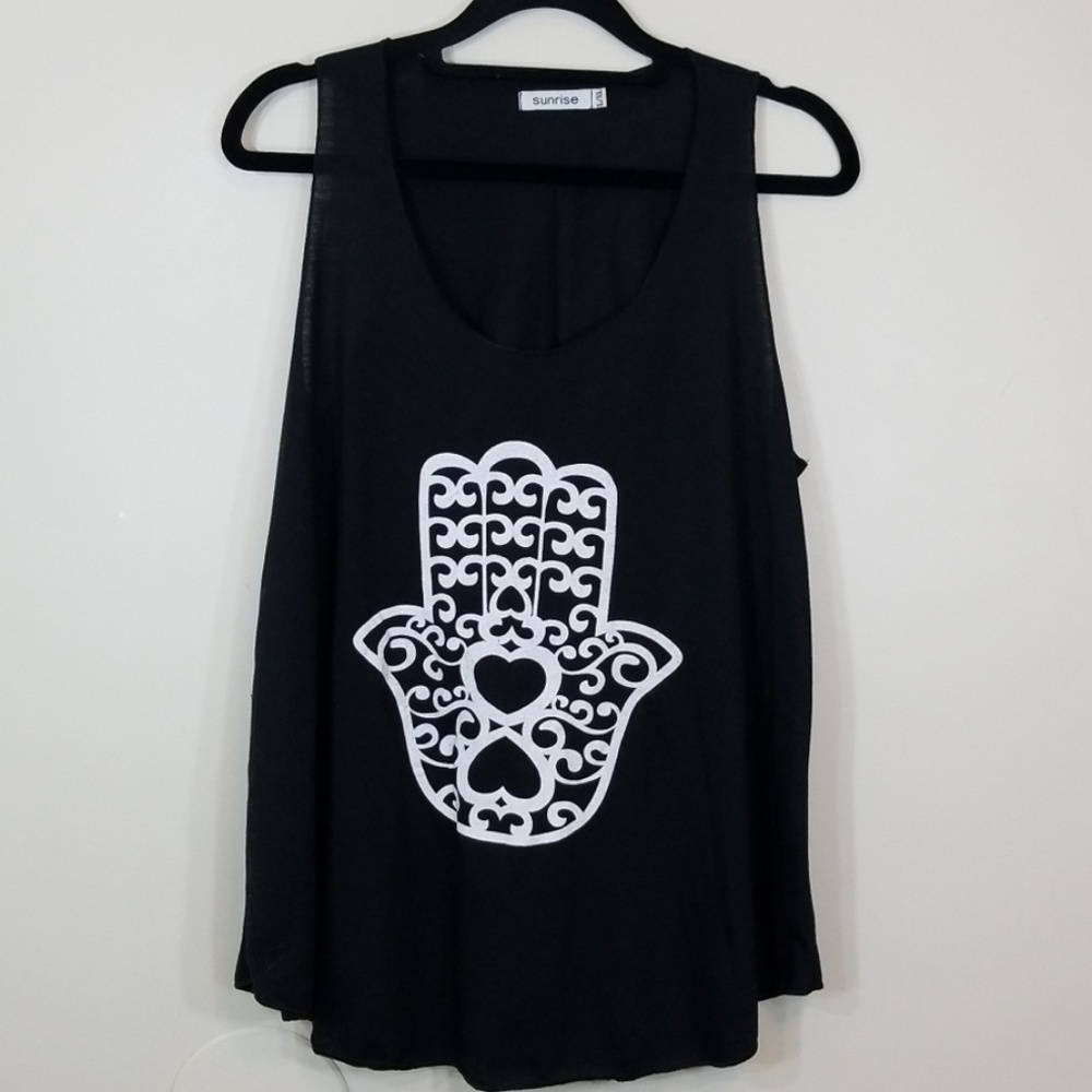 Sunrise Black/White Sleeveless T-shirt